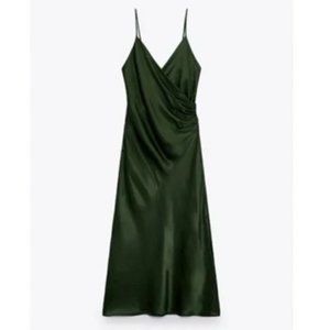 Zara Green Satin Dress